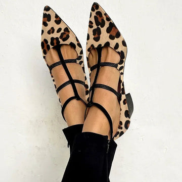 Bridget - Heeled Shoes with Leopard Strap