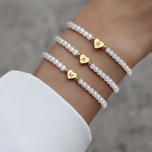 Chic Heart Initial Bracelet (A-Z)
