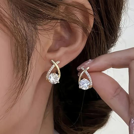 Gold Cross Stud Earrings