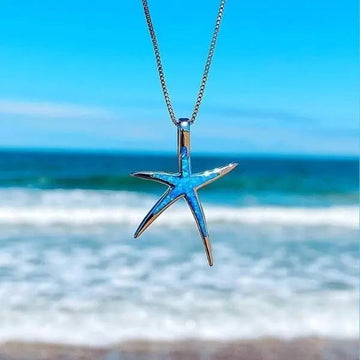 Silver Starfish Opal Necklace