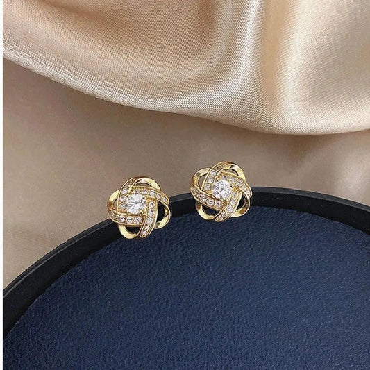 Gold Floral Spiral Earrings