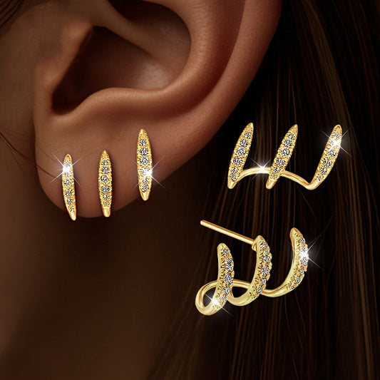 Elegant Three-Claw Crystal Earrings