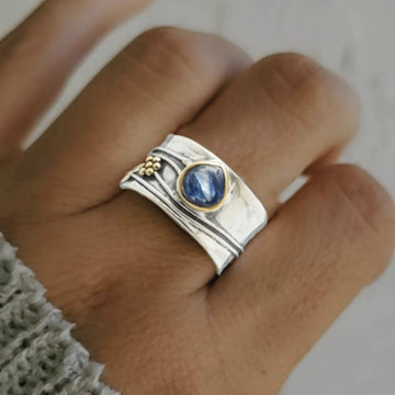 Vintage Silver Blue Crystal Ring