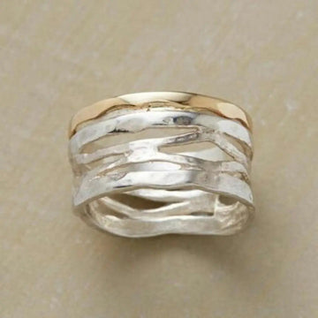 Vintage Perforated Gold & Silver Ring