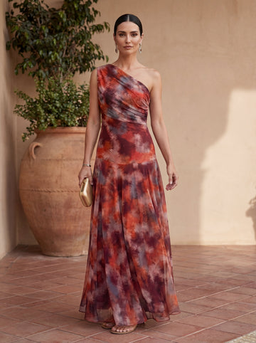 Flowing Long Satin Dress