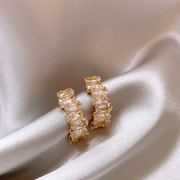 Elegant Gold Sparkling Zirconia Earrings