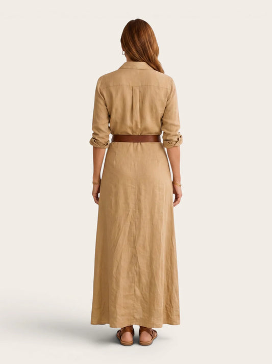 Valentina – Belted Lapel Maxi Dress