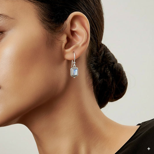 Beatriz Vintage Square Moonstone Earrings