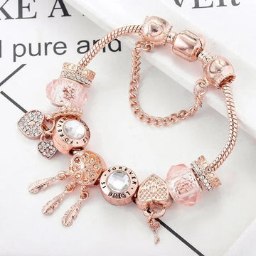 Pink Dreamcatcher Sterling Silver Charm Bracelet