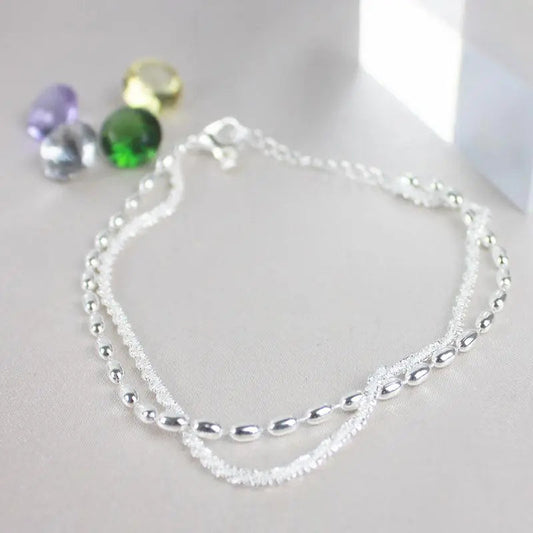 Elegant Silver Zirconia Bracelet Set