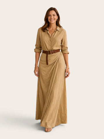 Valentina – Belted Lapel Maxi Dress