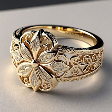 Gold Floral Zirconia Ring