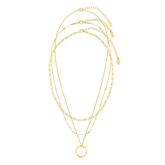Gold Triple-Row Hoop Necklace