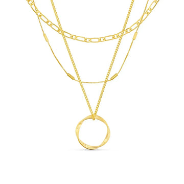 Gold Triple-Row Hoop Necklace
