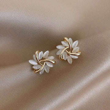 White Opal Stud Earrings