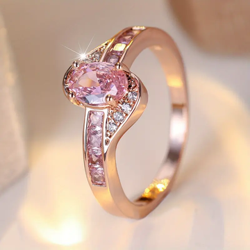 Gold Pink Crystal Ring