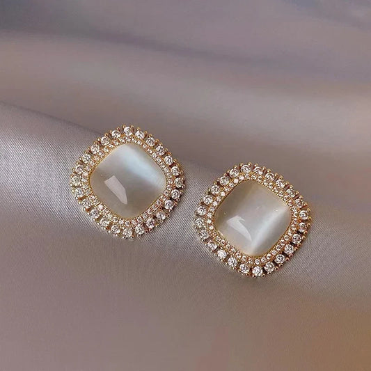 Chic Square Opal Zirconia Earrings