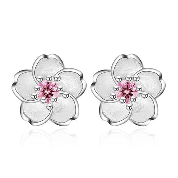 Zirconia Flower Stud Earrings