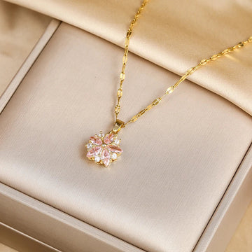 Sakura Pink Stainless Steel Necklace
