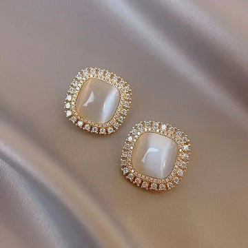 Chic Square Opal Zirconia Earrings