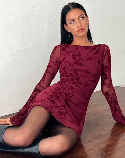 Sevilla Flocked Floral Minikjole