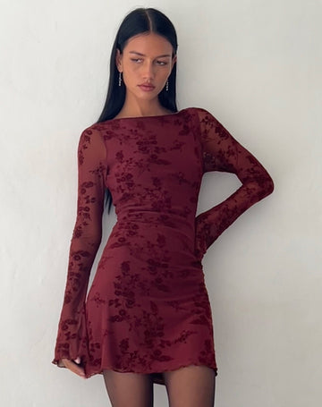 Sevilla Flocked Floral Minikjole
