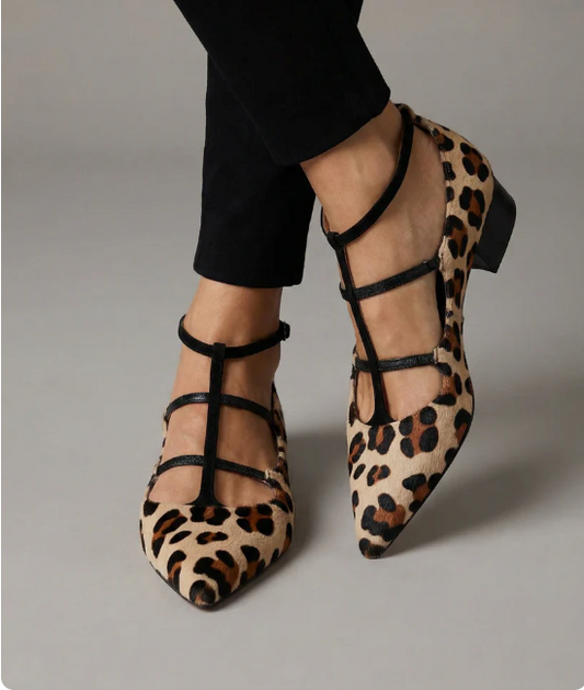 Bridget - Heeled Shoes with Leopard Strap