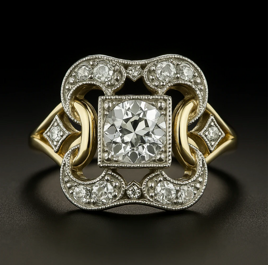 Classic Vintage Gold Zirconia Ring