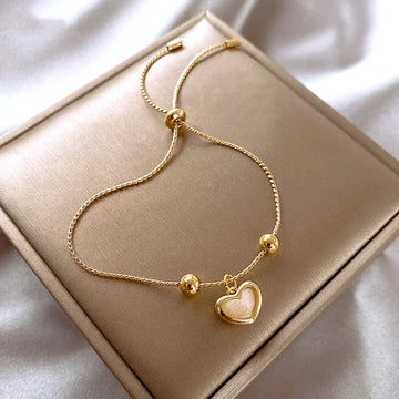 Gold-Plated Peach Opal Heart Bracelet