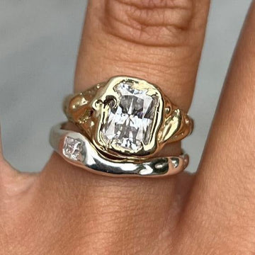 Radiant Gold & Silver Ring Set