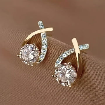 Gold Cross Stud Earrings