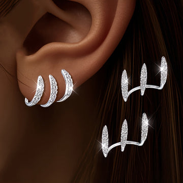 Elegant Three-Claw Crystal Earrings