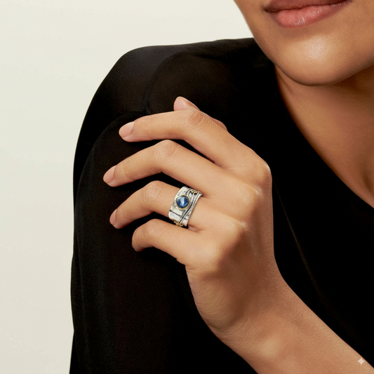 Vintage Silver Blue Crystal Ring