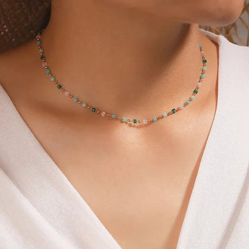 Gold-Plated Multicolour Pebble Necklace