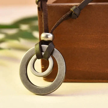 Vintage-Style Silver Leather Necklace