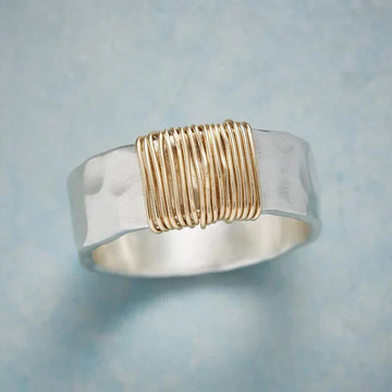 Refined Silver Gold-Line Ring