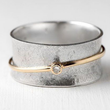 Golden Elegance Silver Ring