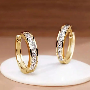 Chic Gold Crystal Hoops