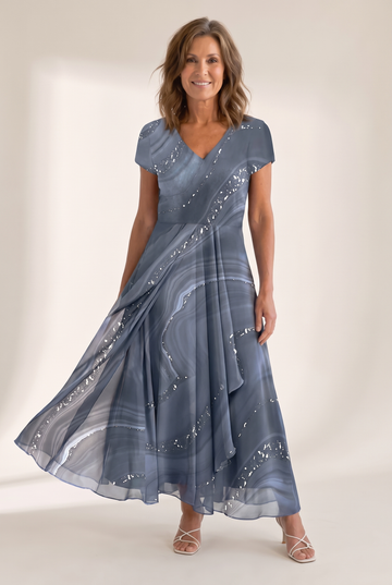 Elise | Flowing Midi Dress With V-Neck