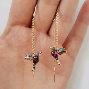 Gold Hummingbird Wire Earrings