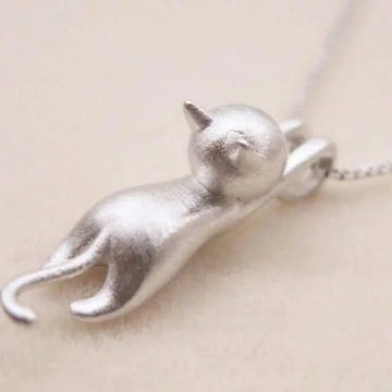 Playful Silver Kitten Necklace