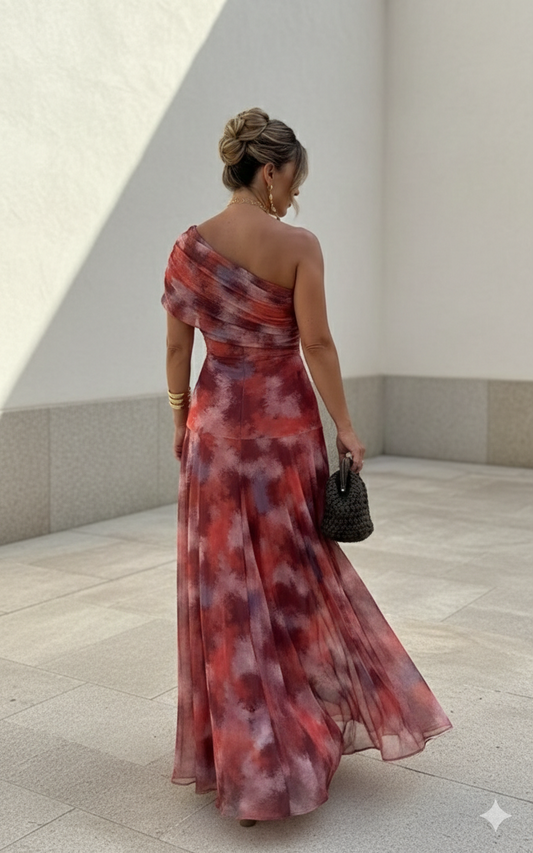 Flowing Long Satin Dress