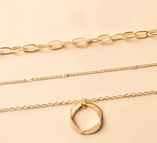 Classic Layered Gold Pendant Necklace